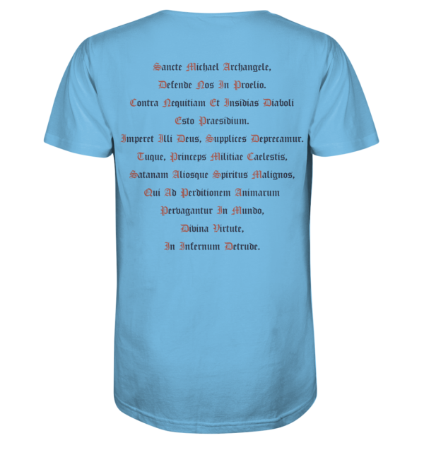 St. Michael - Defende Nos In Proelio (Aqua Blue) - Organic Shirt - Image 2