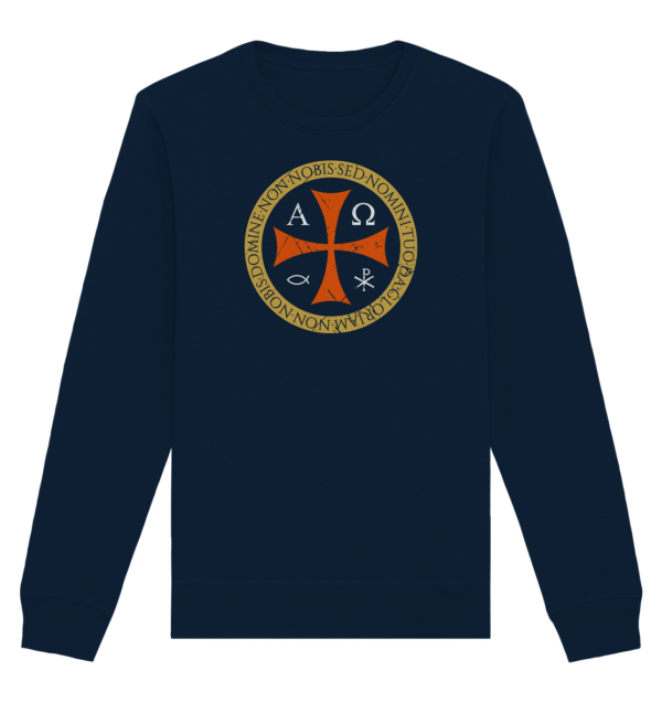 Non Nobis, Domine – Templar Cross - Organic Basic Unisex Sweatshirt - Image 5