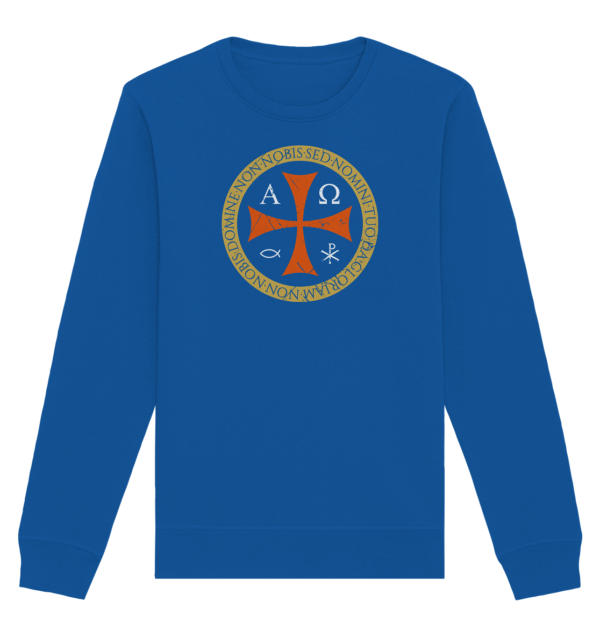 Non Nobis, Domine – Templar Cross - Organic Basic Unisex Sweatshirt - Image 9