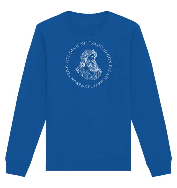 Tradition Is Not The Adoration of Ashes - Jupiter Bust - White  - Organic Basic Unisex Sweatshirt - Image 8