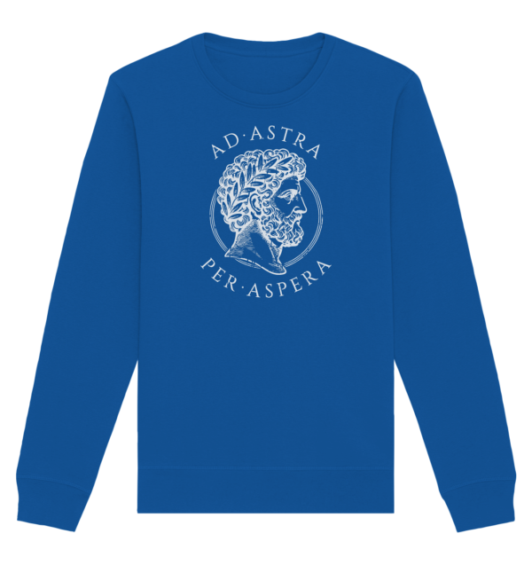 Ad Astra Per Aspera – Marcus Aurelius – White - Organic Basic Unisex Sweatshirt - Image 8