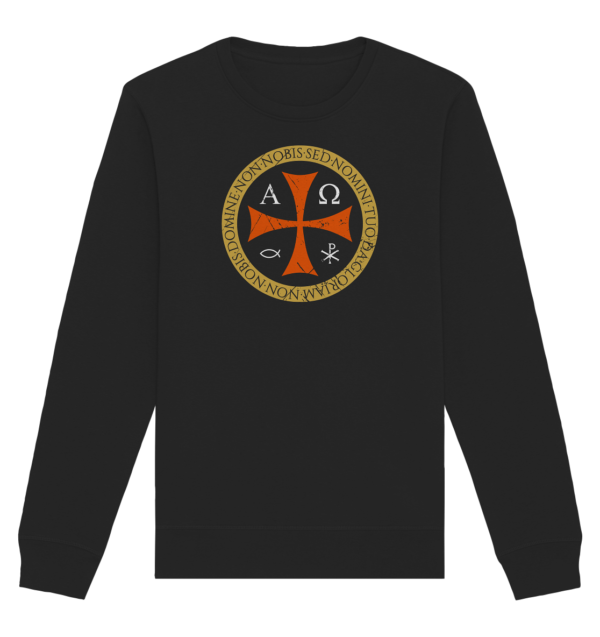 Non Nobis, Domine – Templar Cross - Organic Basic Unisex Sweatshirt - Image 2
