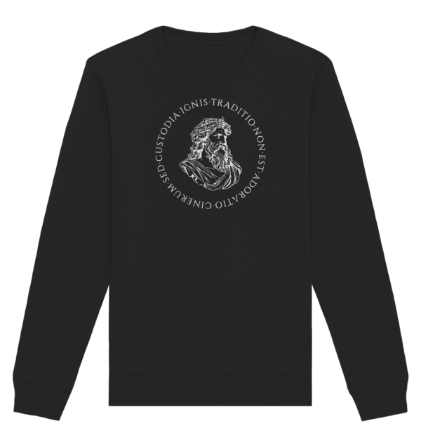 Tradition Is Not The Adoration of Ashes - Jupiter Bust - White  - Organic Basic Unisex Sweatshirt - Image 2