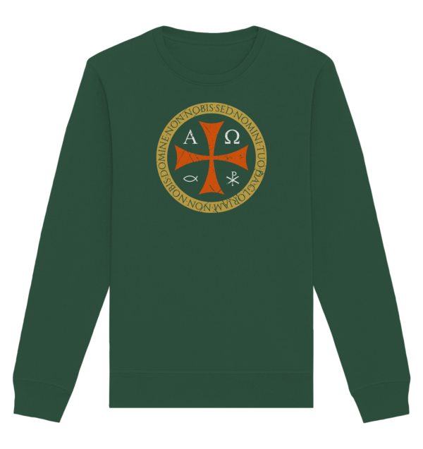 Non Nobis, Domine – Templar Cross - Organic Basic Unisex Sweatshirt - Image 3