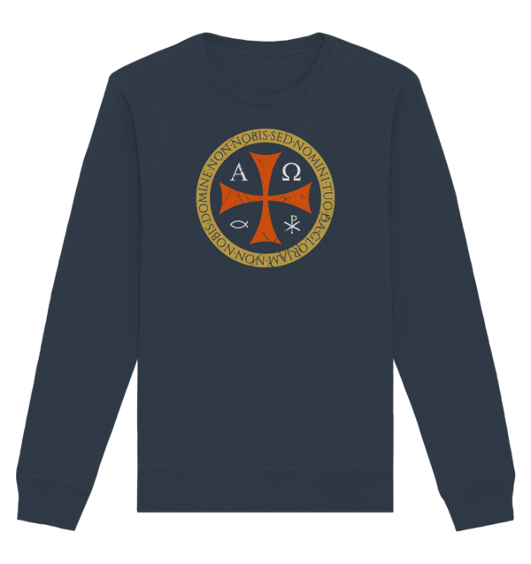 Non Nobis, Domine – Templar Cross - Organic Basic Unisex Sweatshirt - Image 6