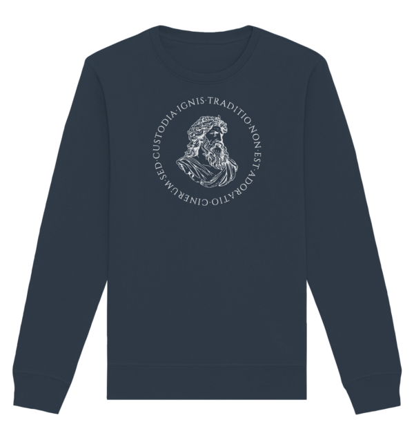 Tradition Is Not The Adoration of Ashes - Jupiter Bust - White  - Organic Basic Unisex Sweatshirt - Image 5