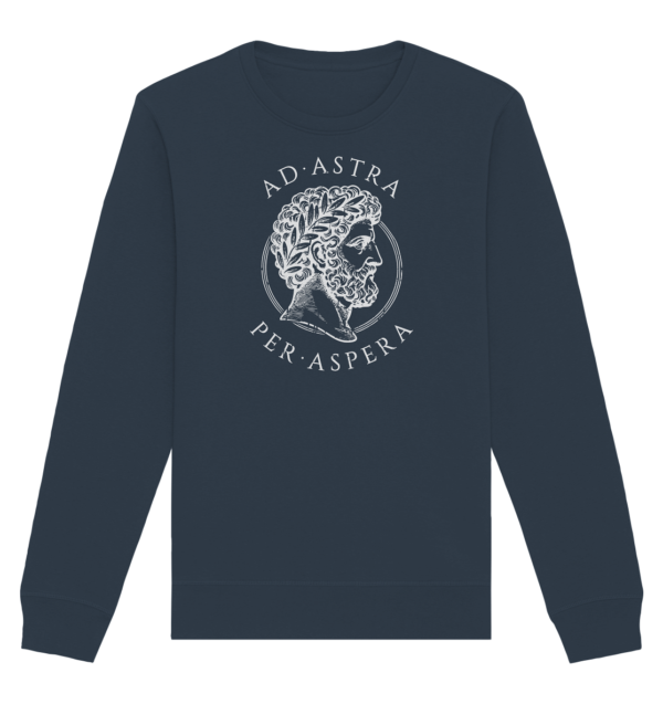 Ad Astra Per Aspera – Marcus Aurelius – White - Organic Basic Unisex Sweatshirt - Image 5