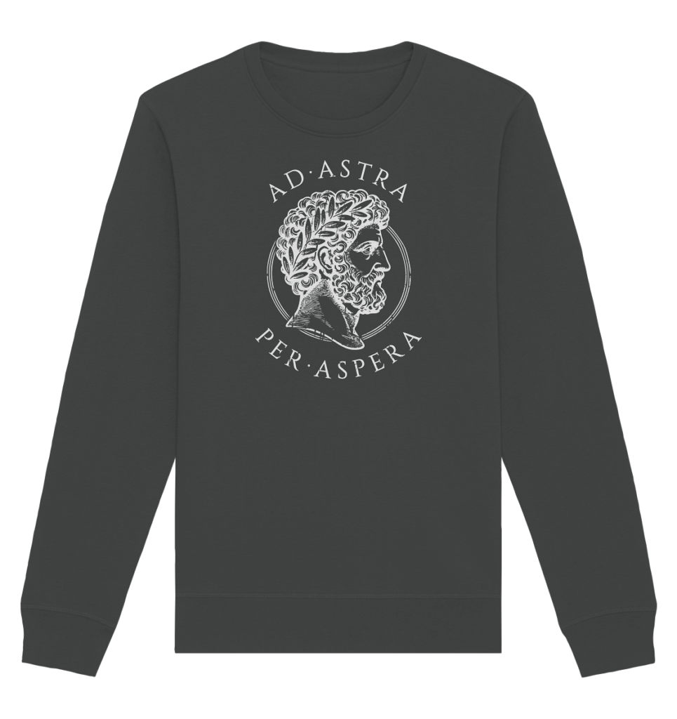 Ad Astra Per Aspera – Marcus Aurelius – White - Organic Basic Unisex Sweatshirt