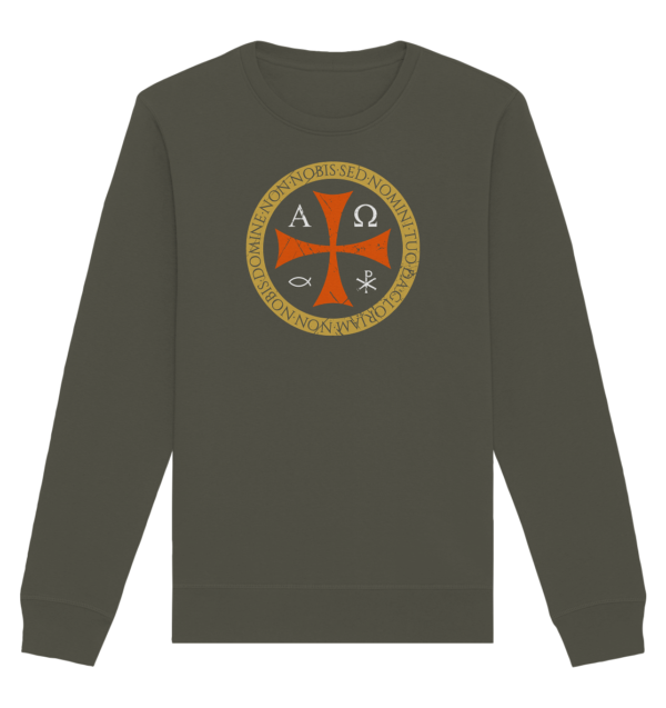 Non Nobis, Domine – Templar Cross - Organic Basic Unisex Sweatshirt - Image 7