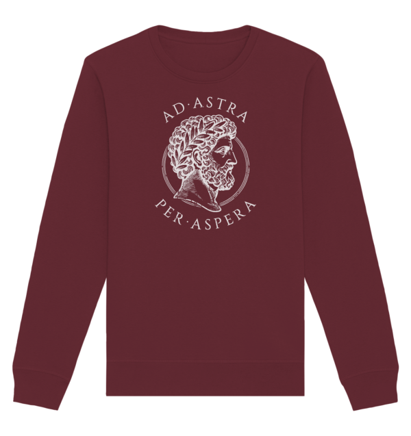 Ad Astra Per Aspera – Marcus Aurelius – White - Organic Basic Unisex Sweatshirt - Image 3