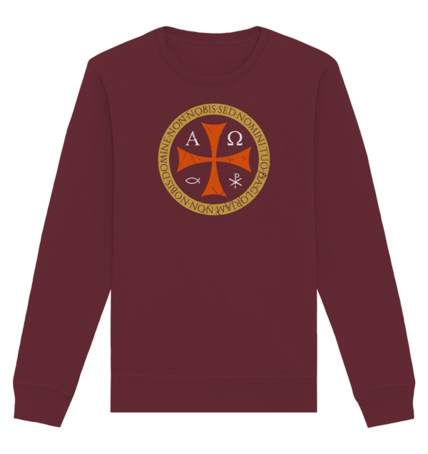 Non Nobis, Domine – Templar Cross - Organic Basic Unisex Sweatshirt - Image 4