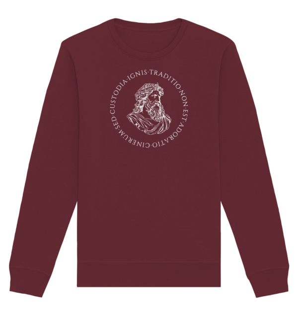 Tradition Is Not The Adoration of Ashes - Jupiter Bust - White  - Organic Basic Unisex Sweatshirt - Image 3
