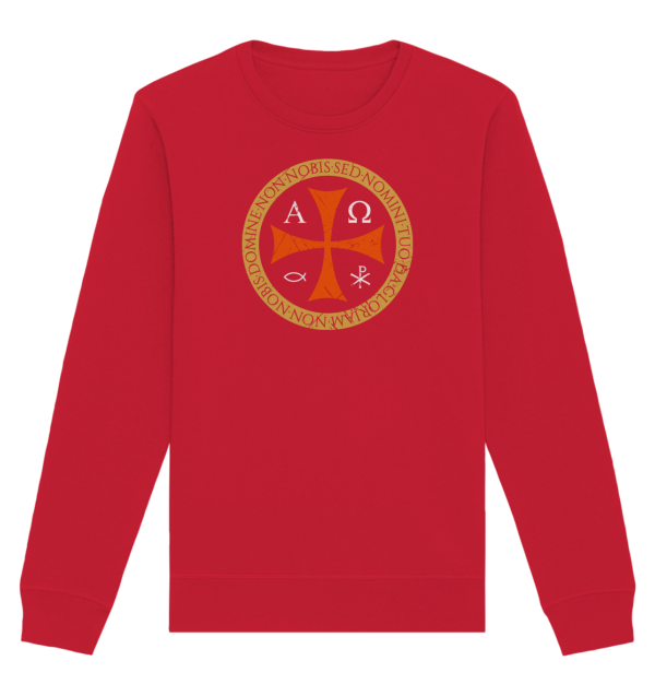 Non Nobis, Domine – Templar Cross - Organic Basic Unisex Sweatshirt - Image 8