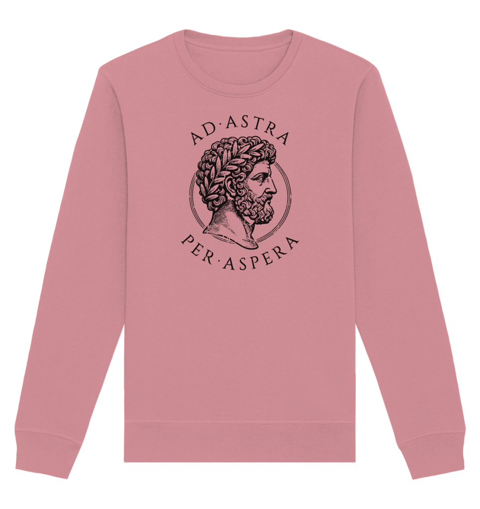 Ad Astra Per Aspera – Marcus Aurelius – Black - Organic Basic Unisex Sweatshirt