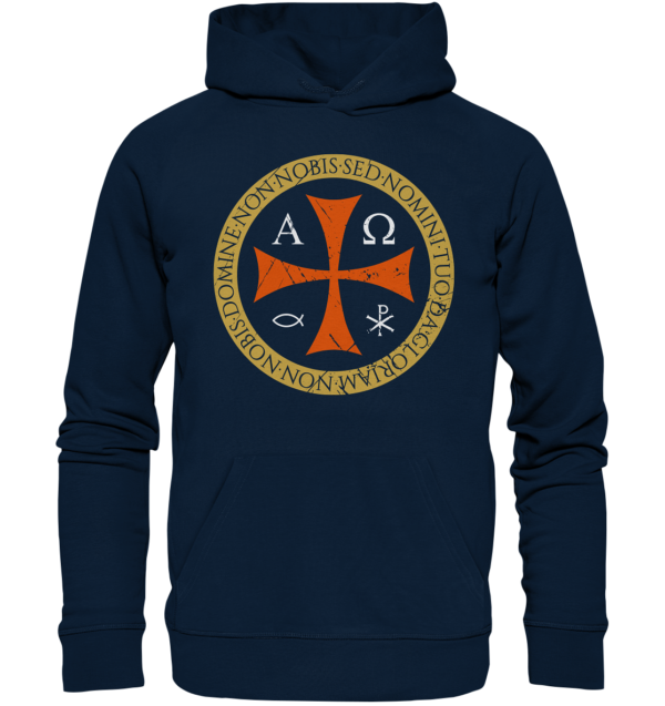 Non Nobis, Domine – Templar Cross - Organic Hoodie - Image 4