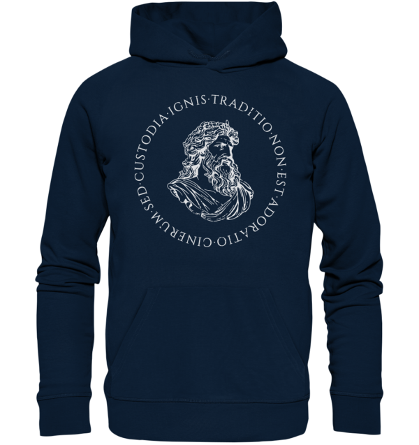 Tradition Is Not The Adoration of Ashes - Jupiter Bust - White  - Organic Hoodie - Image 4