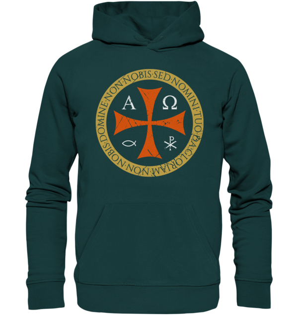 Non Nobis, Domine – Templar Cross - Organic Hoodie - Image 5