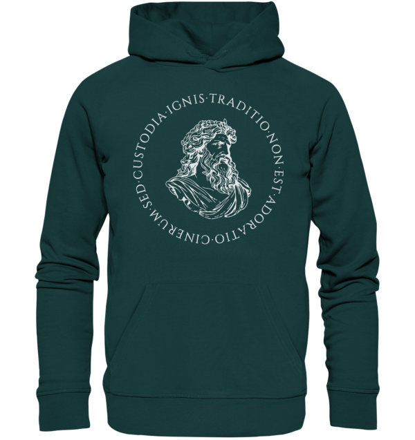 Tradition Is Not The Adoration of Ashes - Jupiter Bust - White  - Organic Hoodie - Image 5