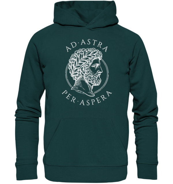 Ad Astra Per Aspera – Marcus Aurelius – White - Organic Hoodie - Image 5