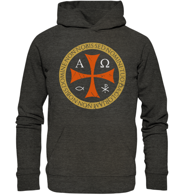 Non Nobis, Domine – Templar Cross - Organic Hoodie - Image 3