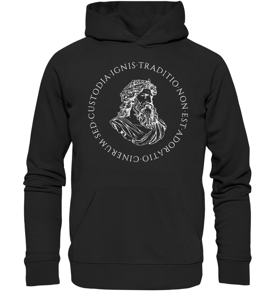 Tradition Is Not The Adoration of Ashes - Jupiter Bust - White  - Organic Hoodie