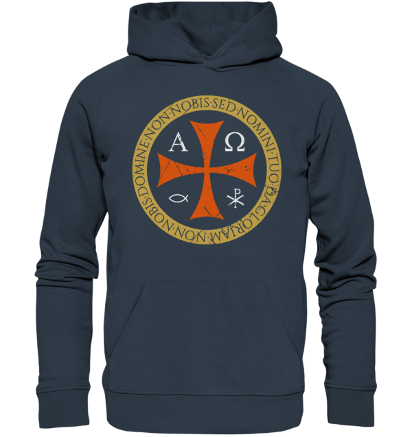 Non Nobis, Domine – Templar Cross - Organic Hoodie - Image 6