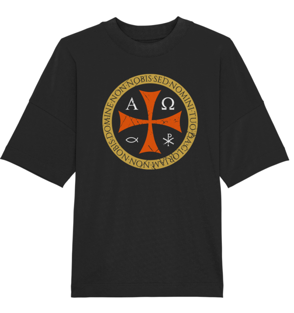 Non Nobis, Domine – Templar Cross - Organic Oversize Shirt