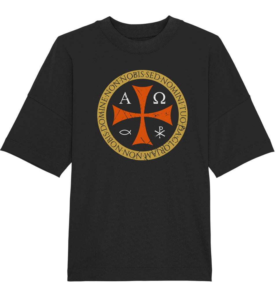 Non Nobis, Domine – Templar Cross - Organic Oversize Shirt