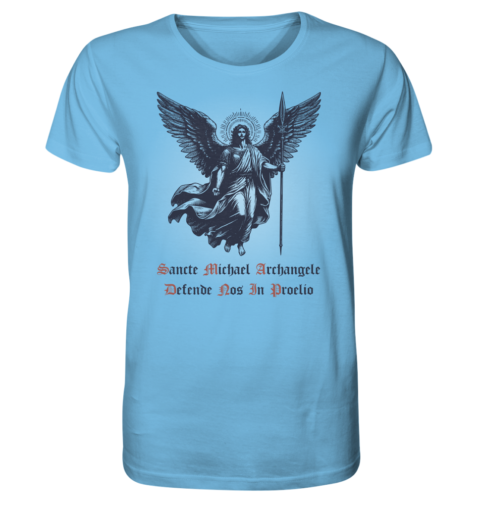 St. Michael - Defende Nos In Proelio (Aqua Blue) - Organic Shirt