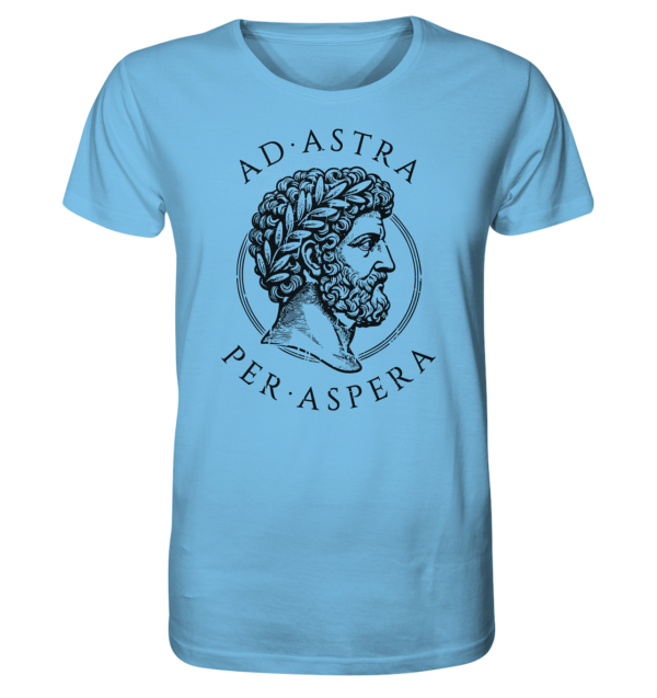 Ad Astra Per Aspera – Marcus Aurelius – Black - Organic Shirt - Image 2