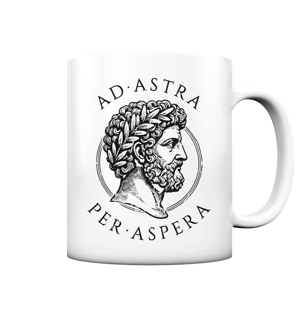 Ad Astra Per Aspera – Marcus Aurelius – Black - Tasse matt