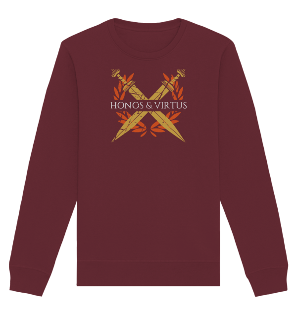 Honos & Virtus - Twin Roman Swords - Gladius - Organic Basic Unisex Sweatshirt - Image 4