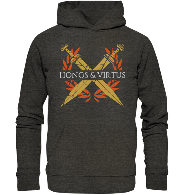 Honos & Virtus - Twin Roman Swords - Gladius - Organic Hoodie - Image 3