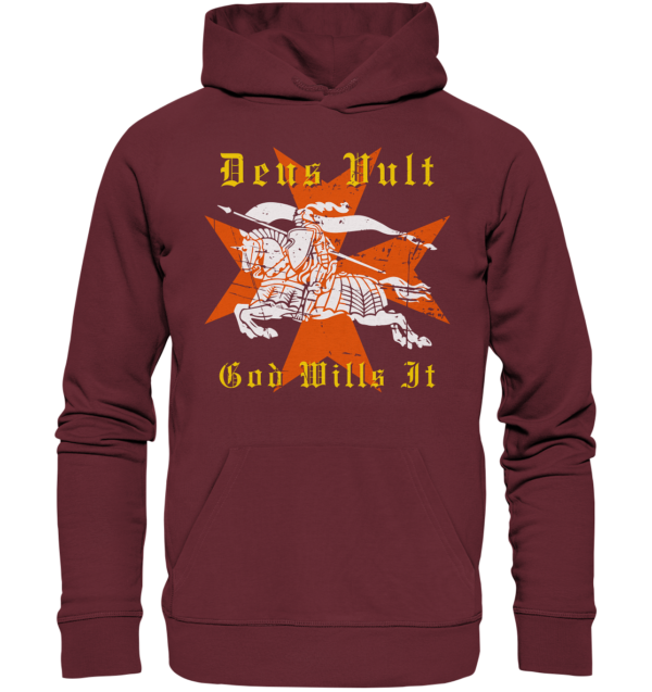 Deus Vult - Maltese Cross - Organic Hoodie - Image 2