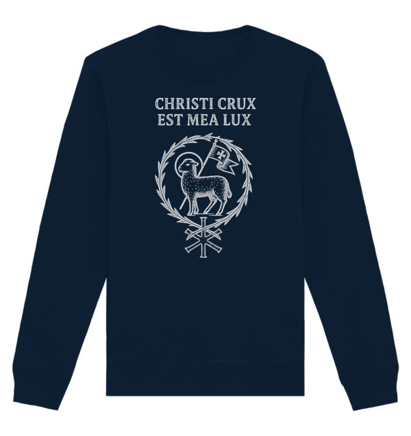 Christi Crux Est Mea Lux - The Cross of Christ is My Light - Organic Basic Unisex Sweatshirt - Image 5