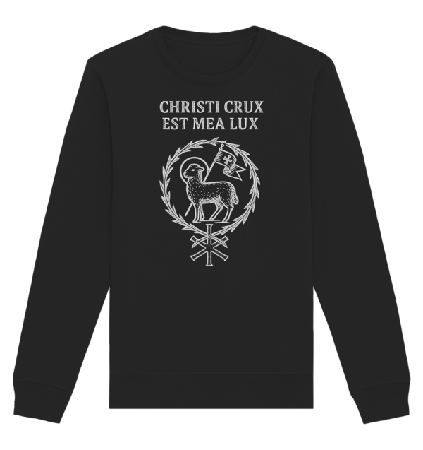 Christi Crux Est Mea Lux - The Cross of Christ is My Light - Organic Basic Unisex Sweatshirt - Image 2
