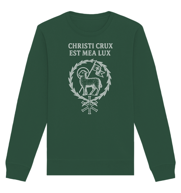 Christi Crux Est Mea Lux - The Cross of Christ is My Light - Organic Basic Unisex Sweatshirt - Image 3
