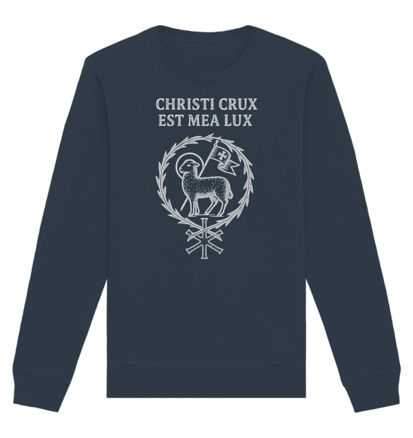 Christi Crux Est Mea Lux - The Cross of Christ is My Light - Organic Basic Unisex Sweatshirt - Image 6