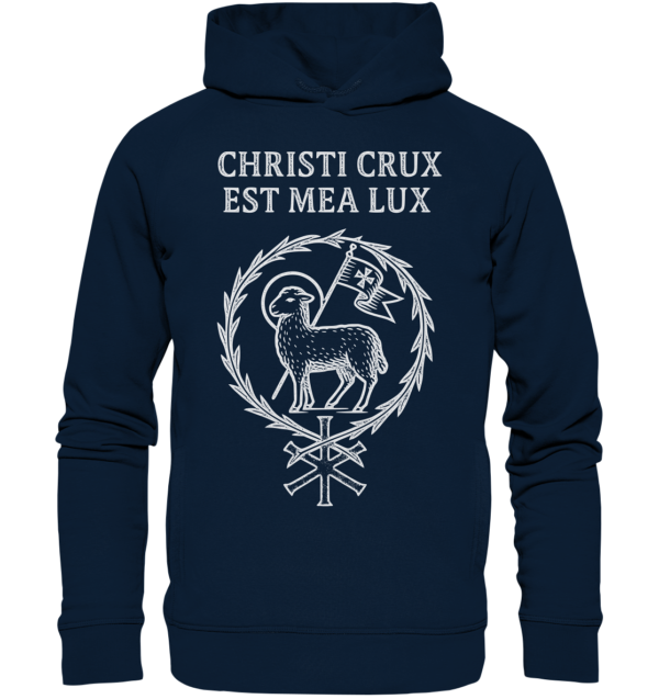 Christi Crux Est Mea Lux - The Cross of Christ is My Light - Organic Fashion Hoodie - Image 3