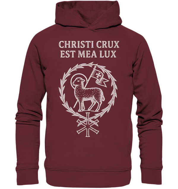 Christi Crux Est Mea Lux - The Cross of Christ is My Light - Organic Fashion Hoodie - Image 2