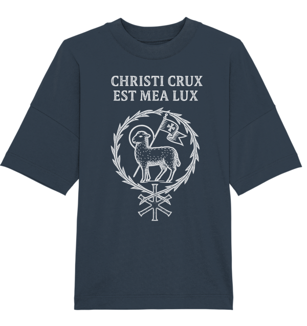 Christi Crux Est Mea Lux - The Cross of Christ is My Light - Organic Oversize Shirt - Image 2
