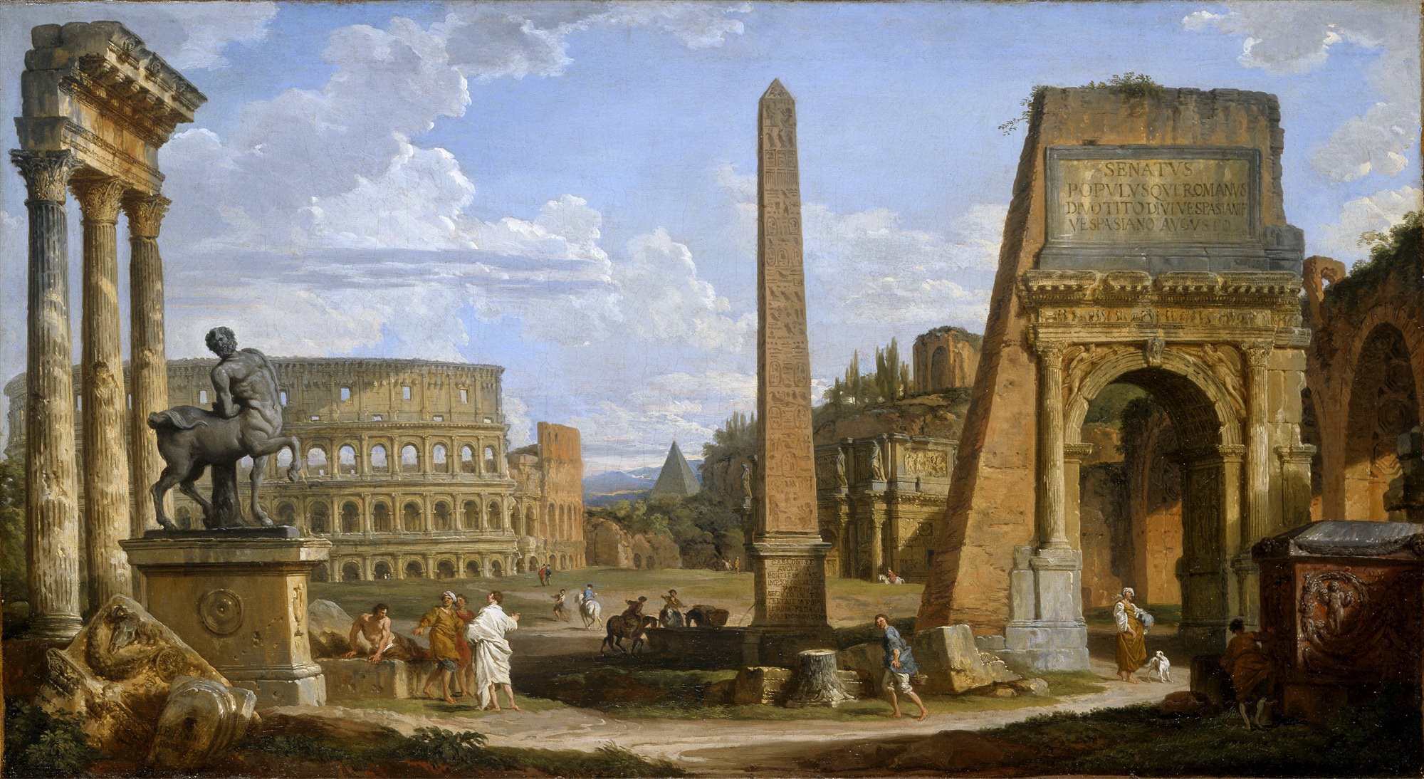 Capriccio of Roman Ruins with the Colosseum by Giovanni Paolo Panini (1691-1765)